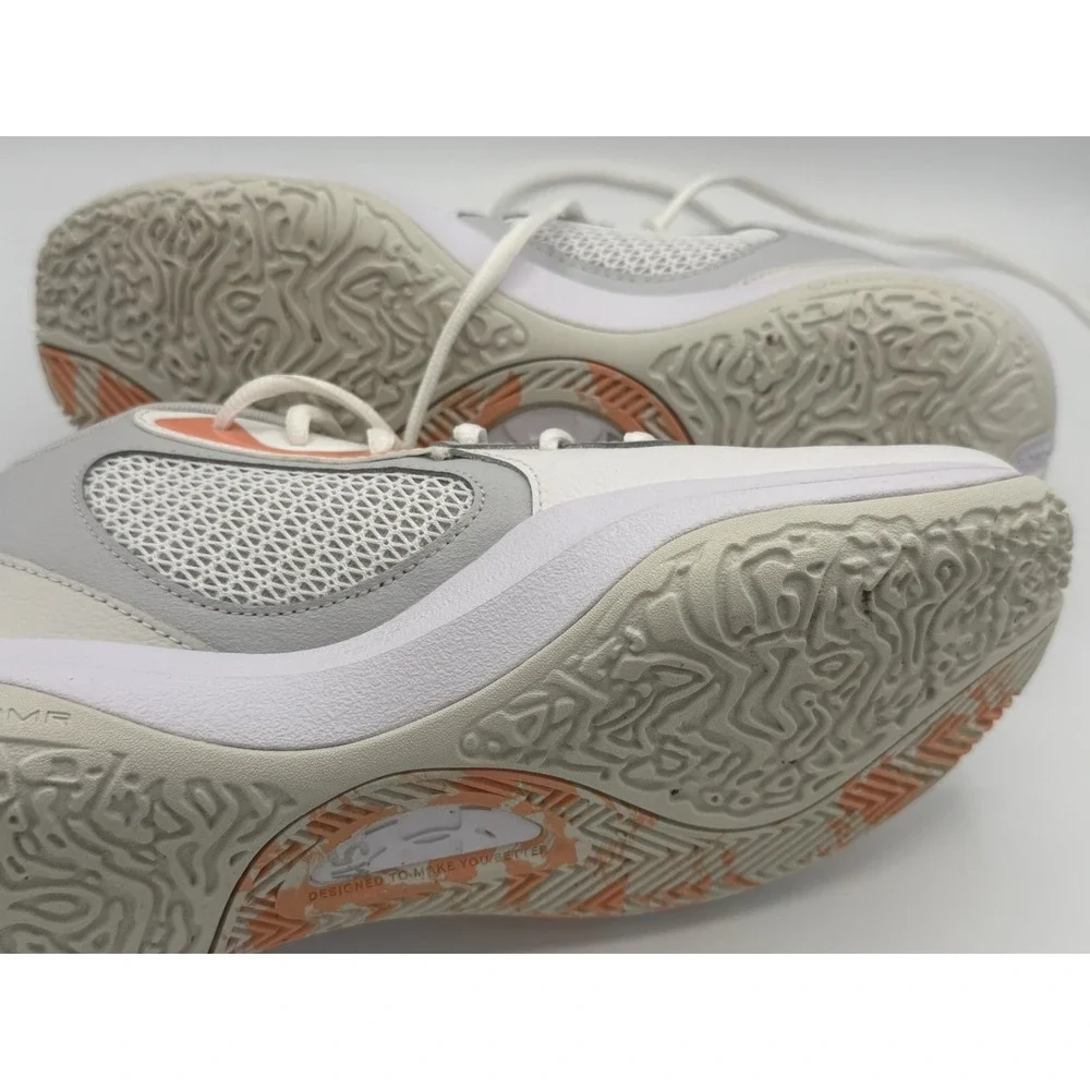 Underarmour Size M 9 W 10.5 Lockdown 6‎ Basketball Shoes Unisex White Peach